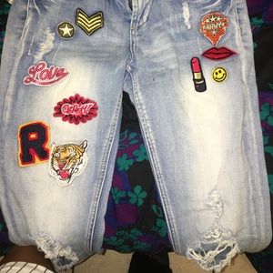 Size 7 ripped jeans with patches